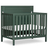 Dream On Me Bellport 4-in-1 Convertible Mini Baby Crib, Compact Design in Safari Green, GreenGuard Gold & BSA, Non-Toxic, Pinewood, Converts to Mini Daybed & Twin Bed, 1″ Mattress Pad