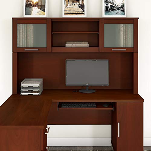 Bush Furniture Somerset 60W Desk Hutch with Shelves and Cabinets in Hansen Cherry - WoodArtSupply