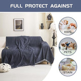 MEETSKY Washable Sofa Cover Navy Blue Sectional Couch Covers for 2 Cushion Couch Sofa Thick Universal Chenille Sofa Covers with Tassel Furniture Protector for Dogs, 71"x 102" MEETSKY