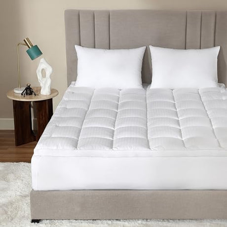 CirclesHome Hotel Collection Twin XL Size Hybrid Mattress Protector & Pad - Extra Padded, Thick, Plush, & Fitted Mattress Topper for Bed - Comfortable Pillow Top Mattress Cover CIRCLESHOME
