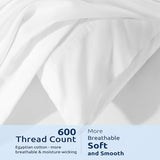 Shilucheng 100% Cotton King Size Duvet Covers - 600 Thread Count, Luxury Sateen Weave Egyptian Cotton Comforter Cover with Zipper Closure & Corner Ties，Hotel Bedding Duvet Covers 3 Piece (White) Shilucheng