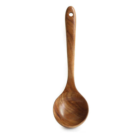 DDJSJ Teak Kitchen Utensils,Wooden Soup Spoon Kitchenware Seasoning Scoop Dipping,Oil Dipper,Meal Rice Scoop,Natural Utensils Handcrafted Cutlery Tool (soup spoon(10.6x3.15in))… DDJSJ