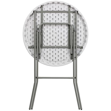 Flash Furniture Elon 2.6' Round Folding Bar Height Table for Parties and Commercial Events, Indoor/Outdoor Plastic Bar Height Folding Table, White Flash Furniture