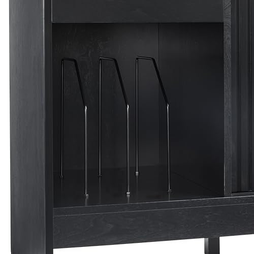 Crosley Furniture Arden Mid Century Record Storage Console Turntable Stand, Vinyl Storage Up to 315 Records, Black Crosley Furniture