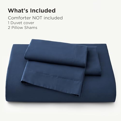 Bedsure 100% Bamboo Duvet Cover King Size - Lightweight Silky Cooling Rayon Derived from Bamboo Comforter Cover Set for Hot Sleepers, Breathable & Moisture-Wicking Bedding Set, Navy Bedsure
