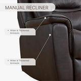 KISLOT Leather Recliner Chair, 360° Swivel Rocker for Adults Manual Rocking Reclining Chair with Adjustable Backrest Footrest for Living Room Bedroom Home Theater Seating