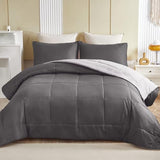 Exclusivo Mezcla Lightweight Reversible King Size Comforter Set, Down Alternative Comforter with 2 Pillow Sham, King Size Bedding Set for All Seasons, Grey Exclusivo Mezcla