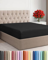 Full Fitted Bed Sheet - Bottom Single Fitted Sheet Only - Ultra-Soft Hotel Luxury Bedding w/ 8-16 Inch Deep Pockets - Breathable, Cooling & Wrinkle Free - Easy-Care, Fade & Shrink Resistant - Black CGK Unlimited