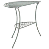 SAFAVIEH Outdoor Collection Genson Antique Dark Green Wrought Iron Half Moon Console Table SAFAVIEH