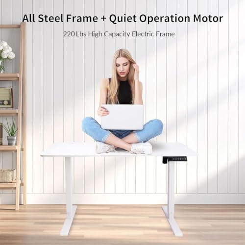 NICECOZY Electric Adjustable Standing Desk Frame Workstation,Up to 47.2",Ergonomic Standing Up Desk Base with Memory Controller,White Frame Only NICECOZY