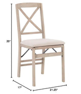 Linon Triena 19" Transitional Wood X-Back Folding Chairs with Padded Seat, Fully Assembled in Graywash (Set of 2) Linon