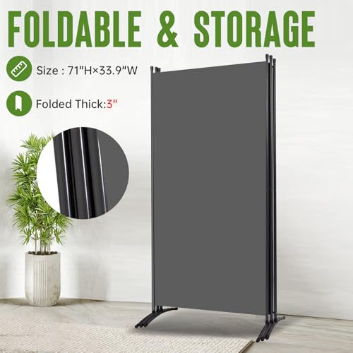 JVVMNJLK Indoor Room Divider, Portable Office Divider, Room Divider Wall Screen 3 Panel, Folding Partition Privacy Screen Walls Dividers for Room Separator 102" W x 71.3" H, Grey JVVMNJLK