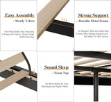 SUNLEI Queen Size Bed Frame with Tufted Button and Velvet Fabric, Bed Frame with Wingback Storage Headboard, Strong Wood Slats, Easy Assembly, No Box Spring Needed, Black SUNLEI