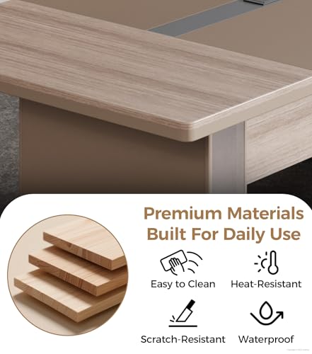 Anzhap 12FT Conference Table, Large Rectangular Seminar Meeting Table with 1.61" Thickened Tabletop, Rectangle Grommet & Heavy Duty Legs for Office Meeting (142" L * 51" W * 29" H) Anzhap
