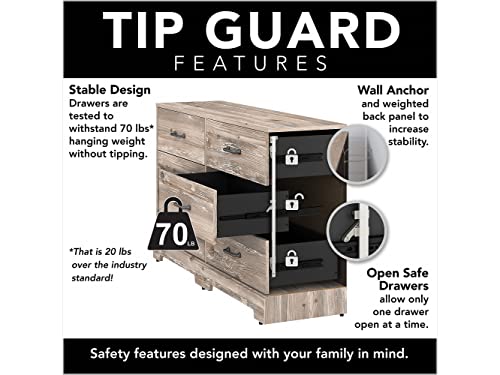 Bush Furniture Bedroom River Brook 6 Drawer Dresser, Barnwood Bush Business Furniture