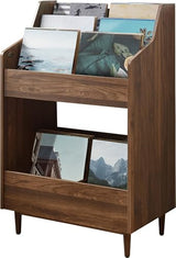 Crosley Furniture Liam Vinyl Record Storage Stand, Tiered Storage Shelves for Records, Walnut Crosley Furniture