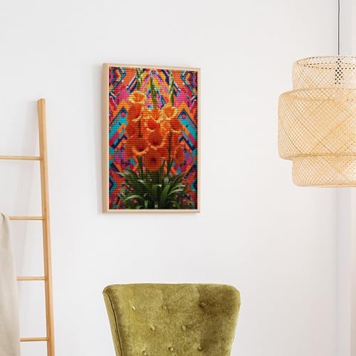 TZTTZT Diamond Art Kits for Adults - Orange Blossom Kaleidoscope Garden Diamond Painting Kits for Adults Beginner, Frameless Diamond Painting Craft for Home Wall Decor TZTTZT