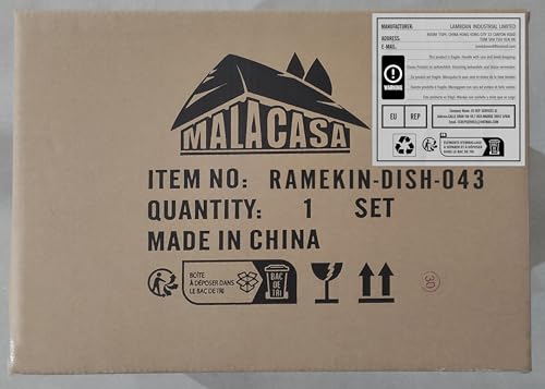 MALACASA Ramekins 6 oz Oven Safe, Porcelain Creme Brulee Ramekins Pudding Custard Cups Small Ceramic Souffle Dishes Ramakan Ramiken Ramicans Baking Bowls Set of 6, White, Series RAMEKIN-DISH MALACASA