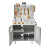 Teamson Kids Little Chef Memphis Small Wooden Play Kitchen with Interactive, Realistic Features, and 16 Kitchen Accessories - for 3yrs and up, Pretend Play House, Restaurant - Gray/Gold/Faux Marble Teamson Kids