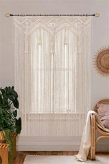 GCOVELIS Boho Curtains for Bedroom Macrame for Windows Living Room Boho Decor Large Macrame Wall Hanging Beaded Curtain for Doorway Closet Curtains Wedding Backdrop, 1 Panel 52''W x 72''L GCOVELIS