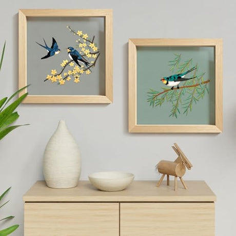 ERKOON Embroidery Kit for Beginners, 2 Set Floral Cross Stitch Set Include Embroidery Cloth Hoops Threads for Craft Lover Hand Stitch with Embroidery Skill Techniques (Hummingbird) ERKOON