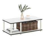 Furinno Just No Tools Mid TV Stand, White w/White Tube Furinno