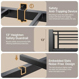 Gizoon Twin Loft Bed with Desk, Metal Loft Bed Frame with LED Lights & Charging Station, Storage Shelf, Pull-Out Keyboard, Ladder and Safety Guardrail, Space-Saving, No Box Spring Needed, Black Gizoon