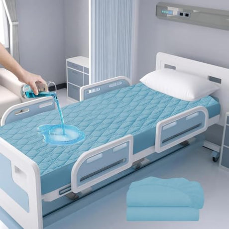 Waterproof Hospital Bed Sheet Mattress Cover Protector Hospital Grade Incontinence Protection, Soft Breathable Fabric for Elderly, Adults Machine Washable (1, Light Blue, 36 * 80inch) VOPHIA