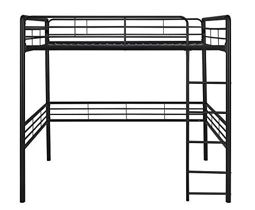 DHP Full Metal Loft Bed with Ladder, Space-Saving Design, Black, Full DHP