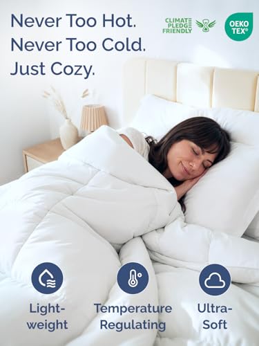 Twin Size, White Alternative Down Comforter - Warm, Lightweight & Breathable Hotel Quality Bedding Set for Men, Women, Kids and Teens - All Season Oversized Cooling Microfiber Duvet Insert Comforter CGK Unlimited