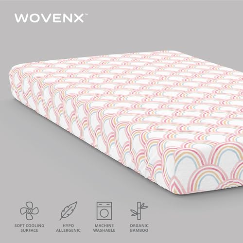 wovenx Kids Organic 100% Viscose Derived from Bamboo Sheet Set | Twin or Full Size Fitted Bed Sheets | Oeko-Tex Certified | Cute Toddler Bedding for Girls & Boys Rainbow Full wovenx