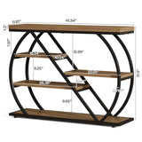 Tribesigns 41.3" Console Table, 5-Tier Industrial Entryway Table with Storage Shelves and Arched Metal Frame, Wood Rustic Hallway Table for Living Room, Foyer, Brown&Black Tribesigns