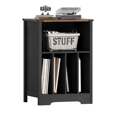 ChooChoo Record Player Stand, Vinyl Record Storage Cabinet, Turntable Stand Holds up to 160 Albums, Record Player Table Display Shelf for Living Room, Bedroom, Office, Vintage Black ChooChoo