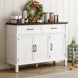 48 Inches Buffet Cabinet with Storage, Farmhouse Sideboard Buffet w/2 Drawers and 3 Doors, Wood Coffee Bar Cabinet with Adjustable Shelves, Sideboard Storage for Kitchen, Living Room, Off White ONBRILL