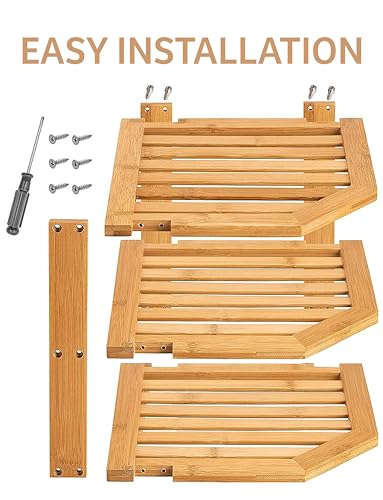 RoyalHouse Bamboo 3-Tier Corner Shelf Organizer for Countertop & Kitchen Cabinet, Space Organizer for Kitchen and Bathroom RoyalHouse