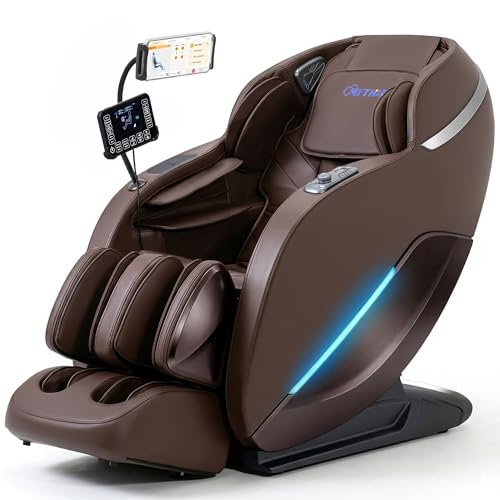 MYTHIA 2026 A303C Massage Chair, Full Body Zero Gravity Recliner with SL Track, Body Scan, 12 Auto Modes, Lumbar Heat, Bluetooth App, Wireless Charge, and Foot Rollers for Home and Office (Brown) MYTHIA