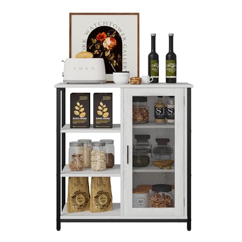 jajov 27.5'' Coffee bar Cabinet with Storage, Small Corner Coffee Stand Station for Kitchen, Farmhouse Dining Hutch Cabinet, Multipurpose Side Console Table (White) jajov