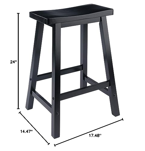 Winsome Satori Saddle Seat Counter Stool, for Kitchen, 24", Black Winsome