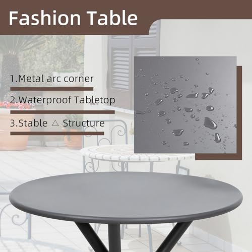 Shintenchi 3 Pieces Patio Bistro Sets, Outdoor Textilene Fabric Conversation Bistro Set, Textilene Fabric Front Porch Chairs Small Patio Furniture Set with Table for Lawn,Garden,Balcony (Grey) Shintenchi
