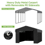 Real Relax 12'x20' Heavy Duty Metal Carport, Outdoor Garage Car Shelter Shade with Galvanized Roof & Removable Sidewalls, Heavier Metal Frame for Car and Boats, Truck Grey Real Relax