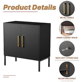 LYNSOM Set of 3 Accent Storage Cabinet with Doors and Adjustable Shelf, Freestanding Modern Sideboard Buffet Cabinet for Office, Dining Room, Living Room, Hallway, Black LYNSOM