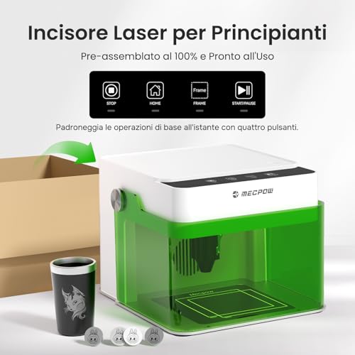 Mecpow M1 3.5W Mini Laser Engraver, No Installation Required, 3500mW Desktop Laser Engraver, Easy to Carry for Beginners at Home with Protective Lens, 100 x 100 mm Work Area Mecpow