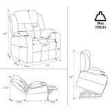 Ketaiyou Electric Power Lift Recliner Chair Sofa with Massage and Heat for Elderly, USB and Type-C Ports, Cup Holders, Infinite Position (Brown, Regular)