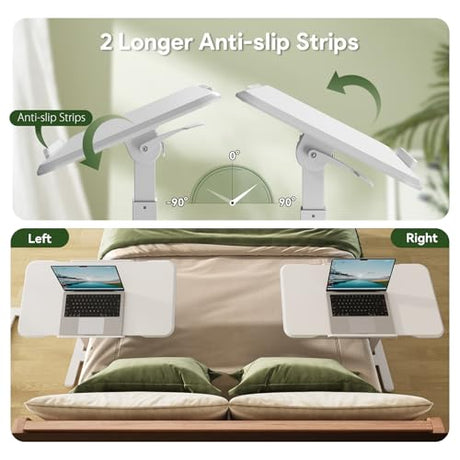 Gibbon Mounts Rolling Laptop Desk, 180° Tiltable Mobile Standing Desk Height Adjustable, Overbed Bedside Table, 32inch Portable Computer Desk with Lockable Wheels, Foldable Cart for Home Office, White Gibbon Mounts