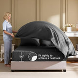 HIMEET Full Size Comforter Sets - 7 Pieces Bed in a Bag Full, Luxury Comforter Set with Sheets for All Season, Bed Set with Comforter, Flat Sheet, Fitted Sheet, Pillowcases & Shams, Dark Grey HIMEET