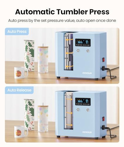 EENOUR Auto Tumbler Heat Press Machine - Seamless Automatic Rotation Full Print Heat Press with Pressure Setting, 4 Memory Modes, Even Heating for 11-32oz Sublimation Tumblers, Mug, Glasses ( - WoodArtSupply