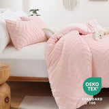 YIRDDEO Pink Twin Size Comforter Set 2Pcs, Boho Farmhouse Blush Twin Size Bedding Set, Vertical Tufted Twin Bed Set, Lightweight Neutral Twin Bedroom Set (1 Comforter 1 Pillowcase) YIRDDEO