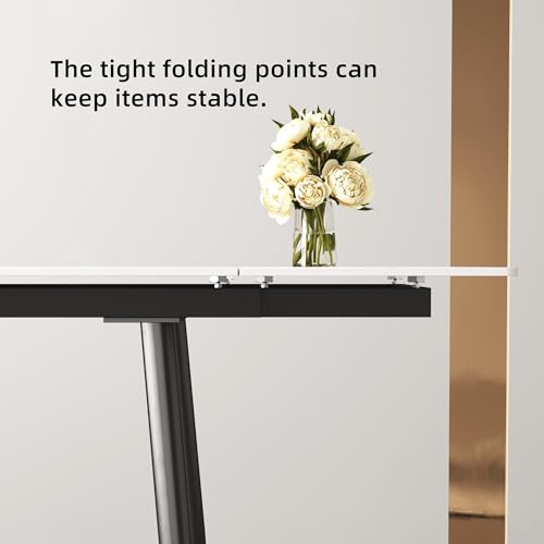 gaoyangjiaju 62.9"-94.4" Modern Extendable Dining Table for 6 to 10 Seats, Rectangular Sintered Stone Table with High Hardness and Easy Maintenance for Dining Room Family Gathering, White Top gaoyangjiaju