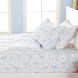 Bildenly Bow Zipper Bedding Twin for Girls, Bed in a Bag, Comforter Set White - Light Blue Bow Quilt with All-in-One Zipper Design, Cute Bow Quilt Set for Girls & Boys Bildenly