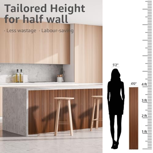 Art3d WPC Slat Wall Panels, 16-Pack 48 x 6 Inch 3D Wall Accents for Interior Wall Decor, Living Room, Bedroom, Teak Art3d